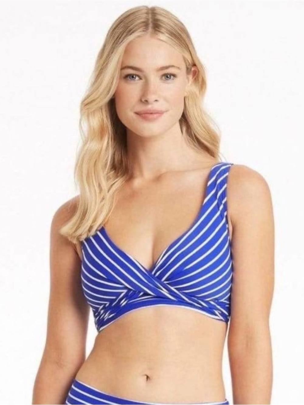 SEA LEVEL AUSTRALIA Blue and White Striped Wrap Bikini Top - Women NWT